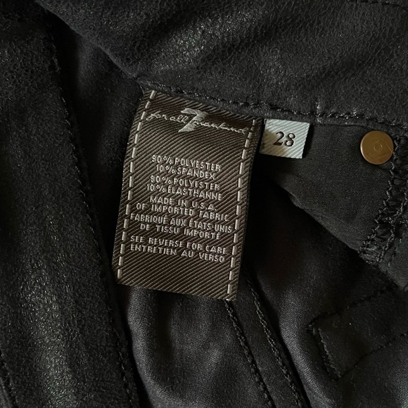 7 For All Mankind black faux leather zip front skinny pants - Picture 4 of 10